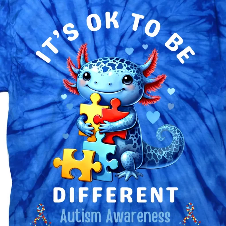 ItS Ok To Be Different Autism Awareness Cute Axolotl Animal Gift Tie-Dye T-Shirt