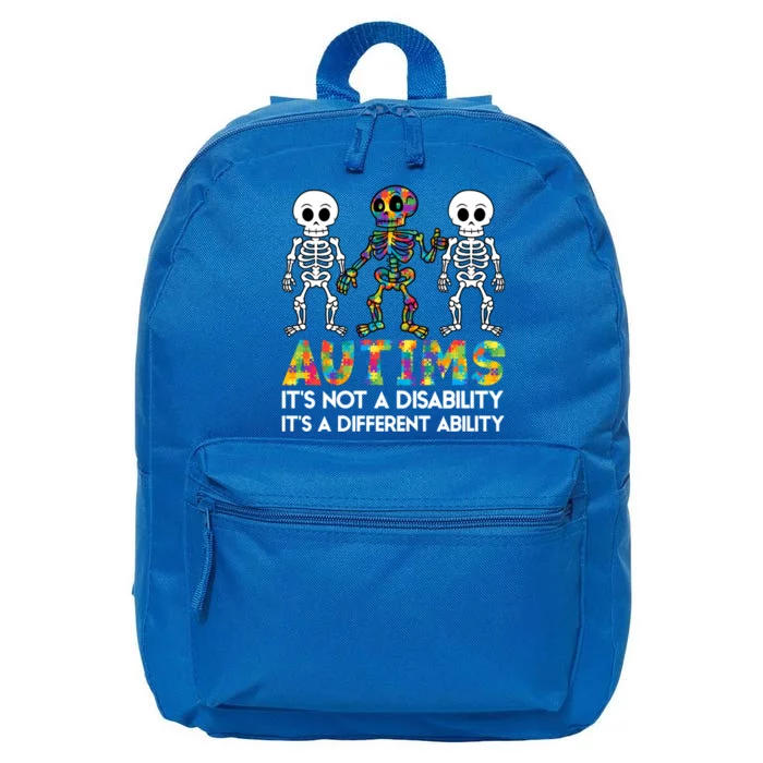 It's Ok To Be Different Skeleton Autism Awareness Funny Gift Cute Gift 16 in Basic Backpack