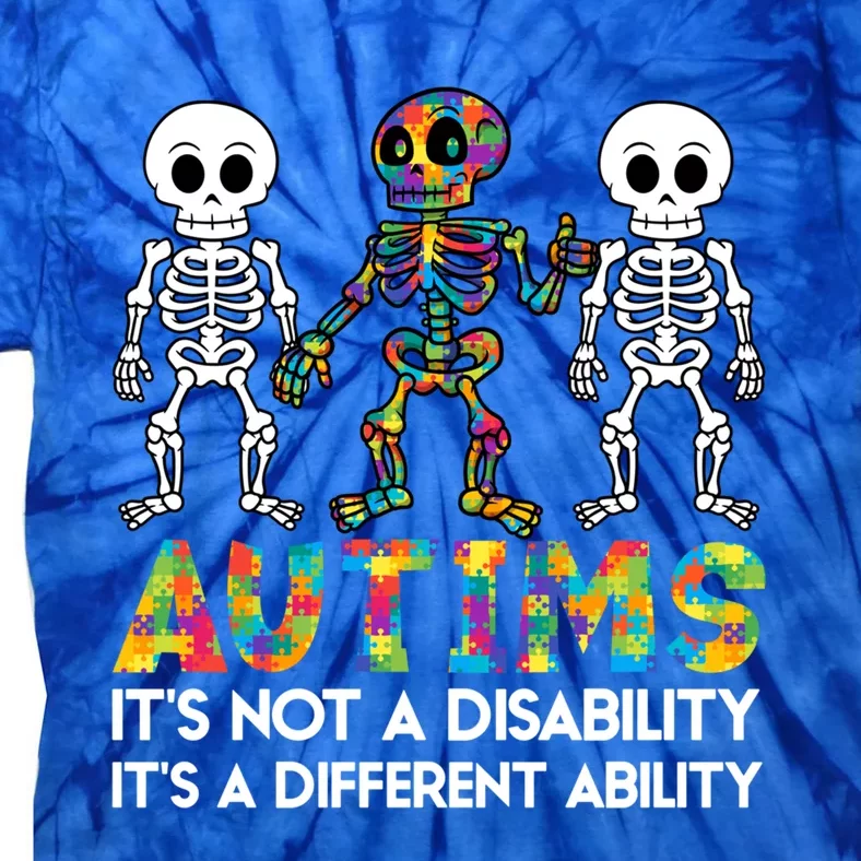 It's Ok To Be Different Skeleton Autism Awareness Funny Gift Cute Gift Tie-Dye T-Shirt