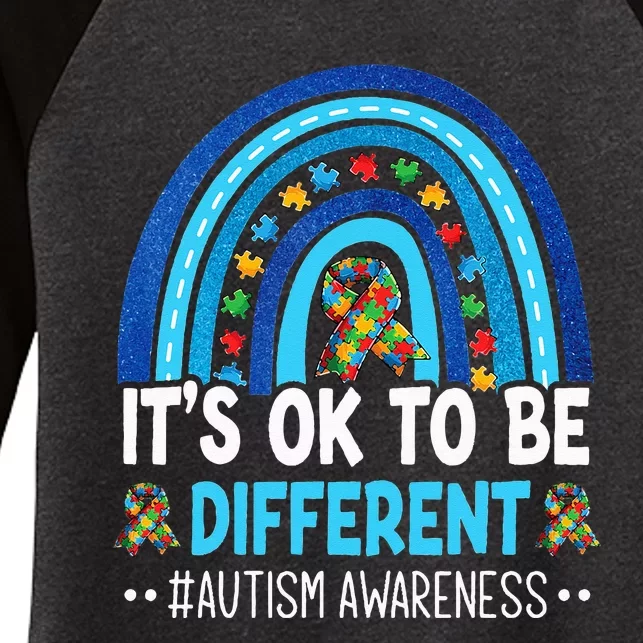 It's OK To Be Different Autism Awareness month Rainbow Mom Women's Tri-Blend 3/4-Sleeve Raglan Shirt