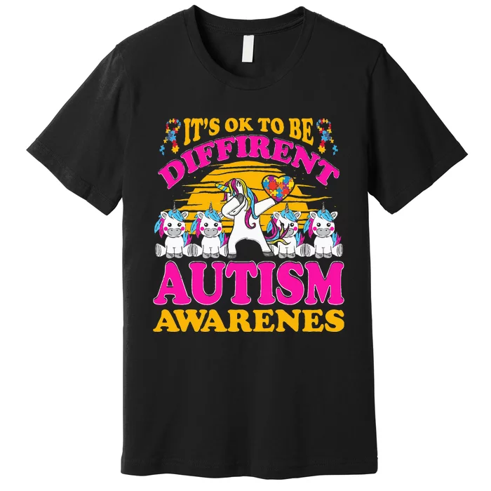 It's Ok To Be Different Unicorn Autism Awareness Autistic Premium T-Shirt