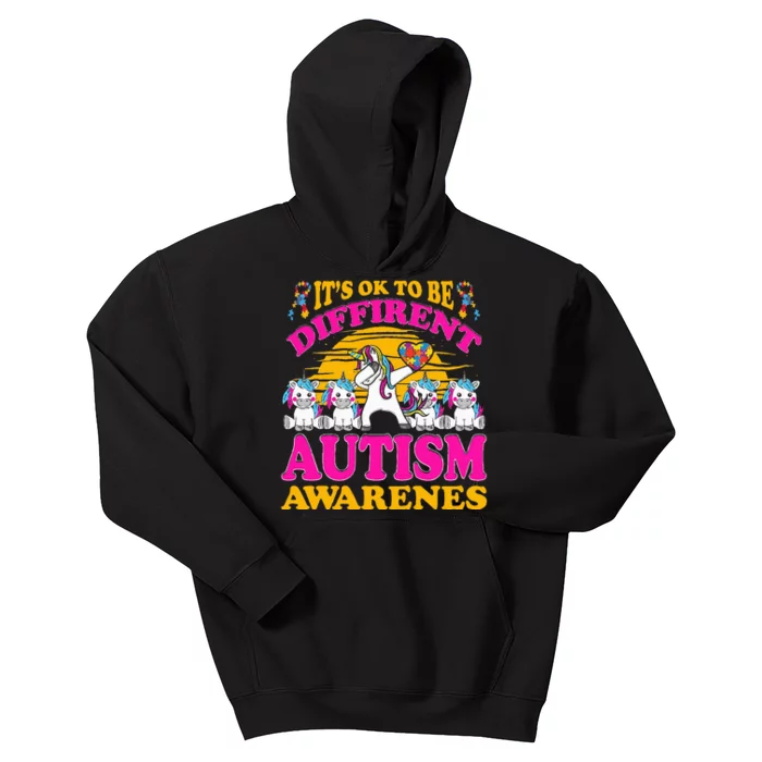 It's Ok To Be Different Unicorn Autism Awareness Autistic Kids Hoodie