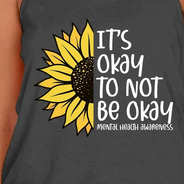 Its Okay To Not Be Okay Sunflower Mental Health Awareness Women's Knotted Racerback Tank