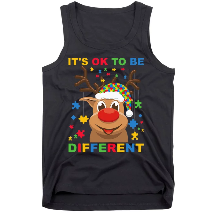 its ok to be different reindeer autism christmas Tank Top