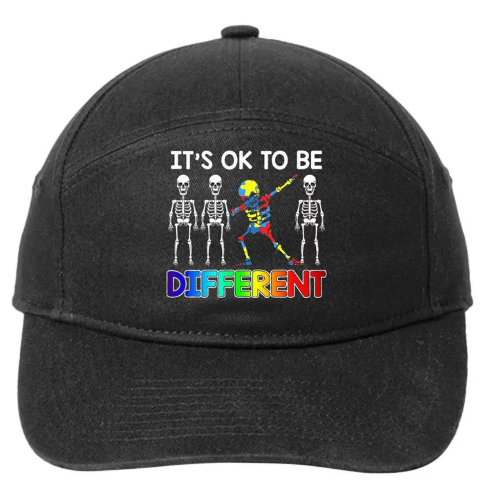 its ok to be different autism awarenes dabbing skeleton 7-Panel Snapback Hat