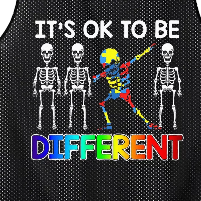 its ok to be different autism awarenes dabbing skeleton Mesh Reversible Basketball Jersey Tank