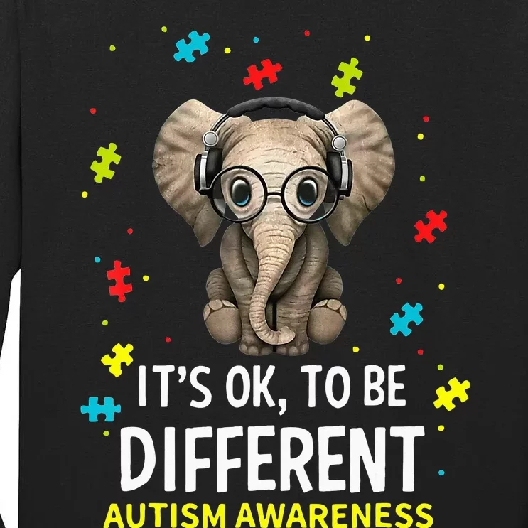 It's Ok To Be Different Elephant ASD Awareness Tall Long Sleeve T-Shirt