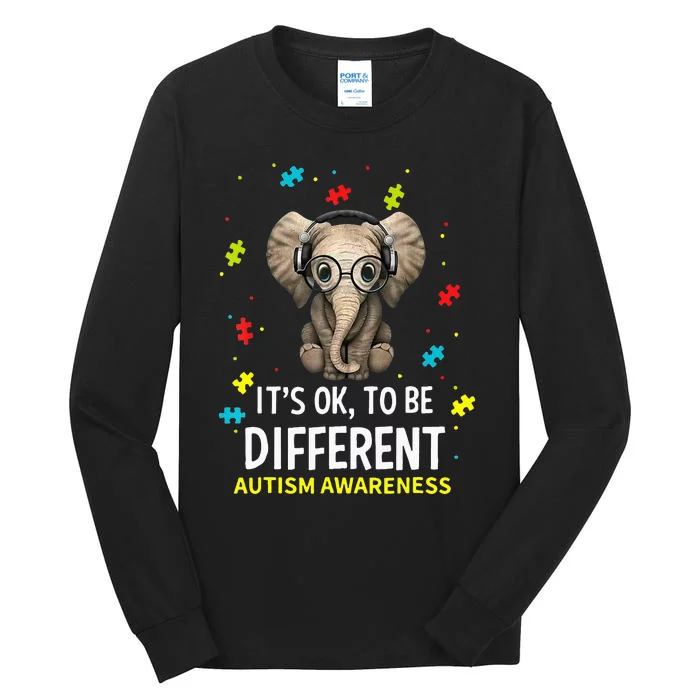 It's Ok To Be Different Elephant ASD Awareness Tall Long Sleeve T-Shirt