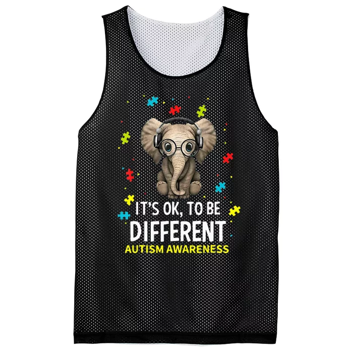 It's Ok To Be Different Elephant ASD Awareness Mesh Reversible Basketball Jersey Tank