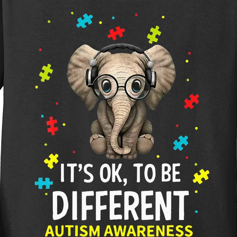 It's Ok To Be Different Elephant ASD Awareness Kids Long Sleeve Shirt