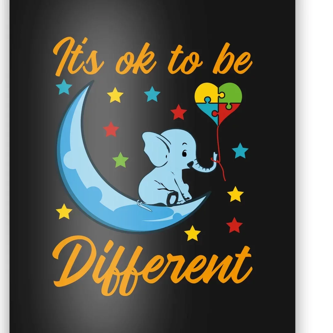 It's Ok To Be Different Cute Elephant Autism Awareness Month Gift Poster