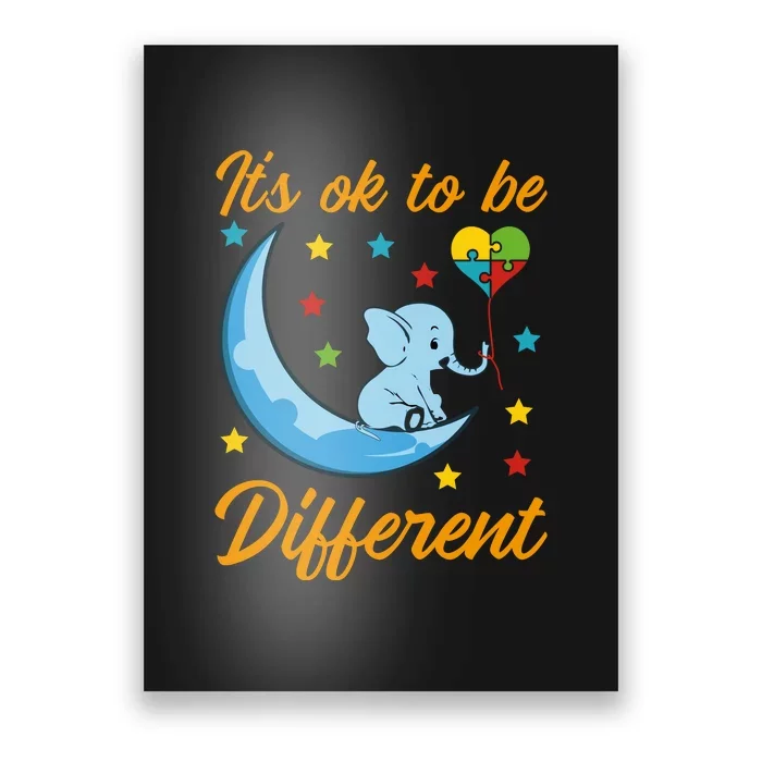 It's Ok To Be Different Cute Elephant Autism Awareness Month Gift Poster