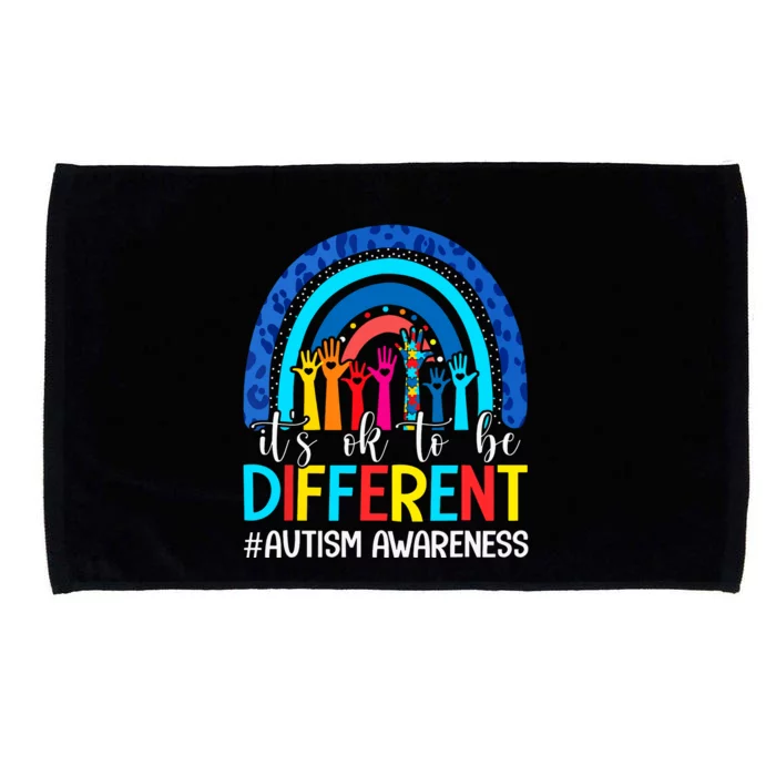 Its Ok To Be Different Autism Awareness Leopard Rainbow Microfiber Hand Towel