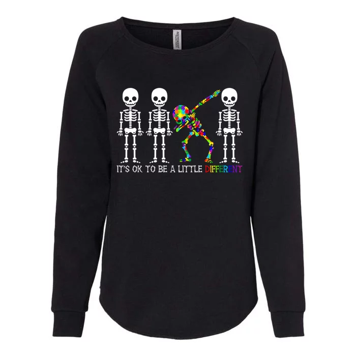 ItS Ok To Be A Little Different Autism Awareness Skeleton Meaningful Gift Womens California Wash Sweatshirt