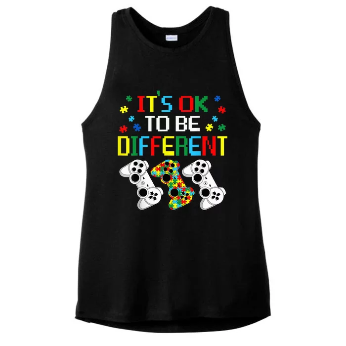 Its Ok To Be Different Game boy Autism Awareness  kid Ladies Tri-Blend Wicking Tank