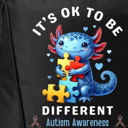 ItS Ok To Be Different Autism Awareness Cute Axolotl Animal Gift City Backpack