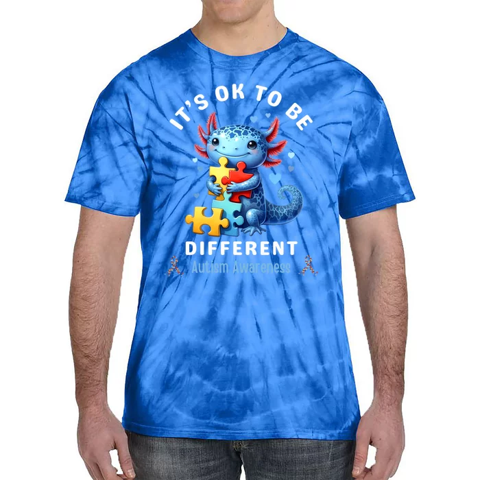 ItS Ok To Be Different Autism Awareness Cute Axolotl Animal Gift Tie-Dye T-Shirt