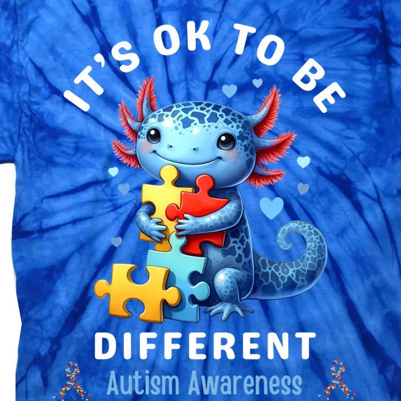 ItS Ok To Be Different Autism Awareness Cute Axolotl Animal Gift Tie-Dye T-Shirt