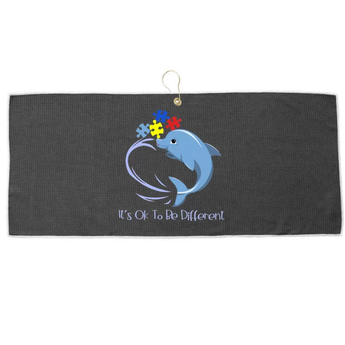 It's Ok To Be Different Autism Awareness Dolphin Puzzle Large Microfiber Waffle Golf Towel