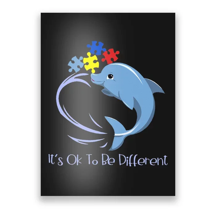 It's Ok To Be Different Autism Awareness Dolphin Puzzle Poster