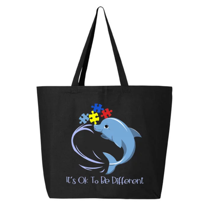 It's Ok To Be Different Autism Awareness Dolphin Puzzle 25L Jumbo Tote