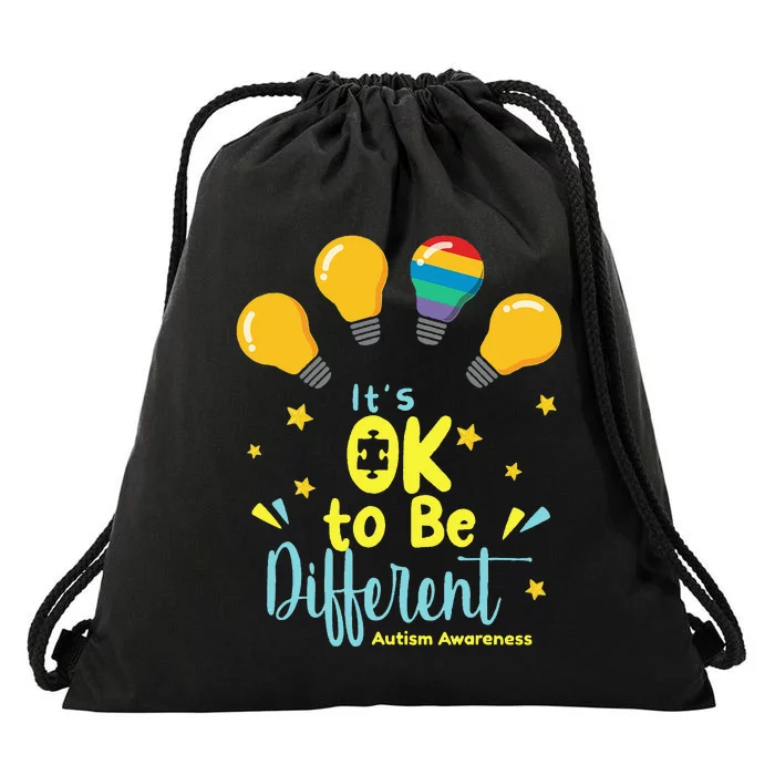 It's OK To Be Different Cute Autism Awareness Quote Drawstring Bag