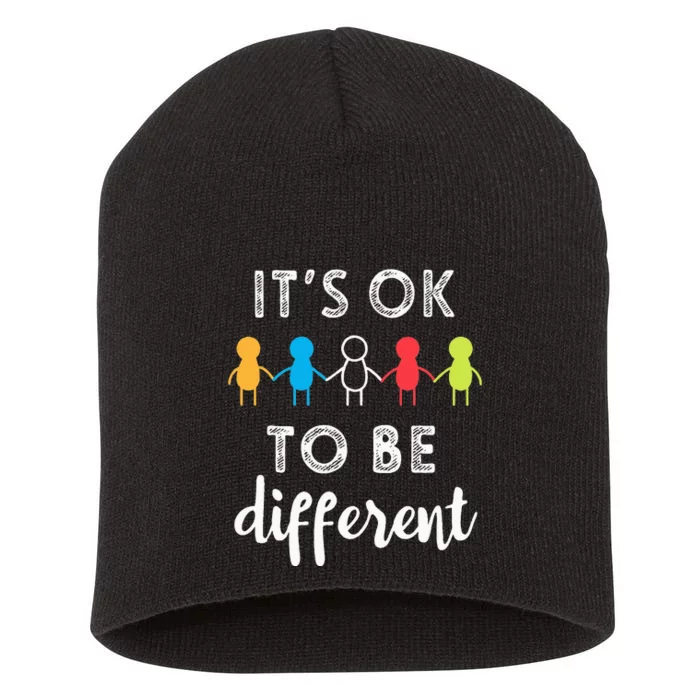 Its Ok To Be Different Support Autism Awareness Gift Short Acrylic Beanie