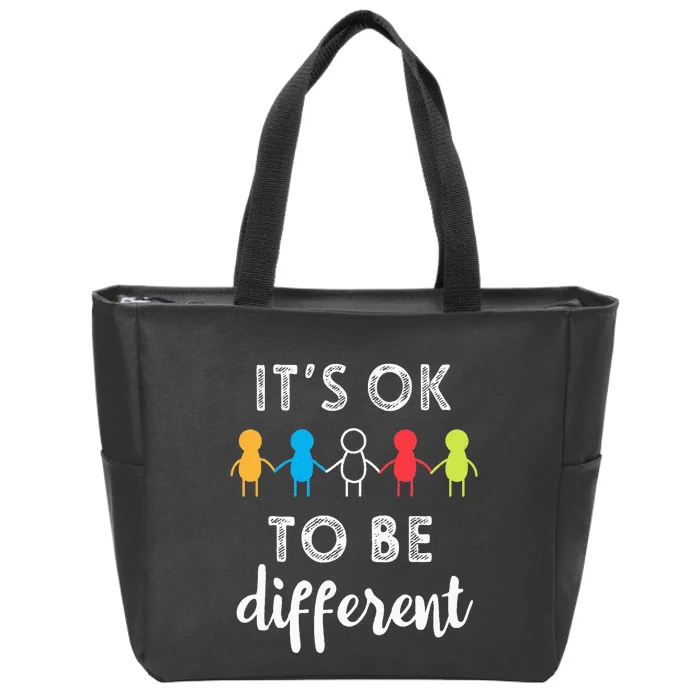 Its Ok To Be Different Support Autism Awareness Gift Zip Tote Bag