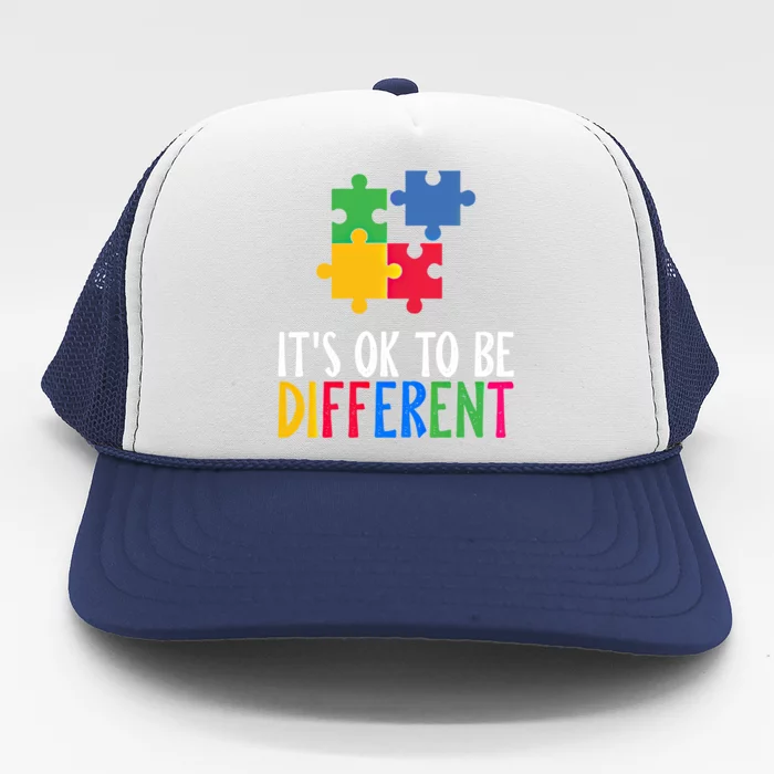 Its Ok To Be Different Be Kind Autism Awareness Autism Meaningful Gift Trucker Hat