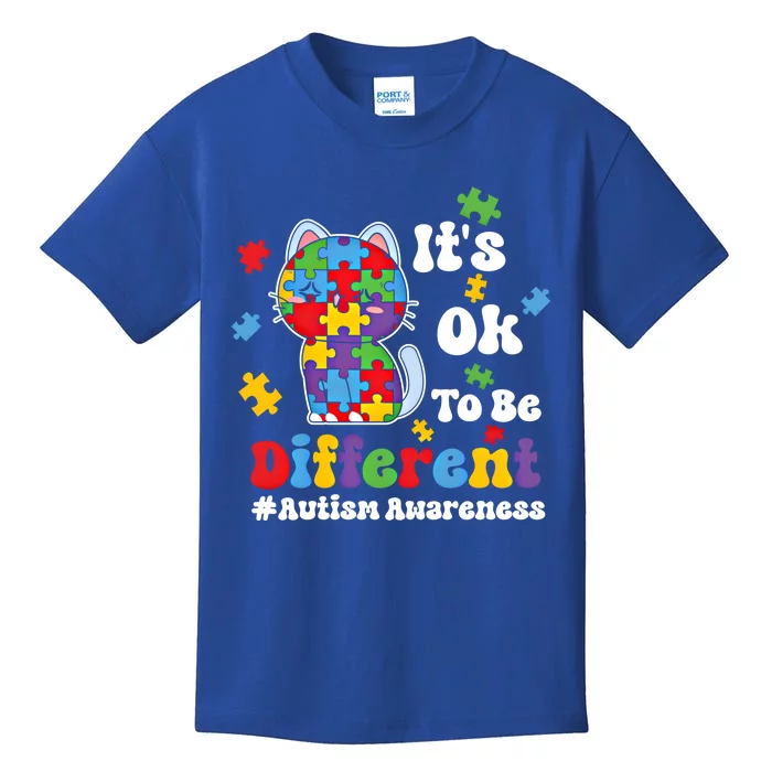 Its Ok To Be Different Cute Cat Autism Awareness Acceptance Cute Gift Kids T-Shirt