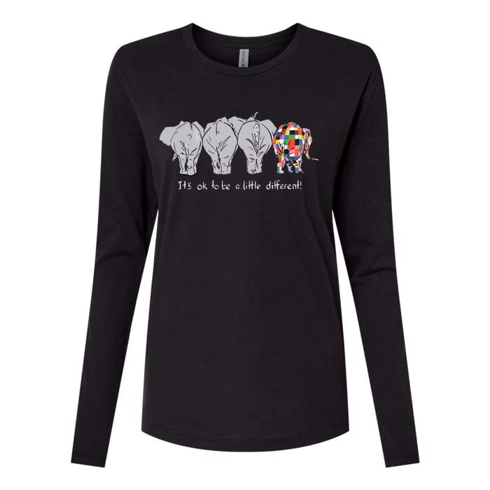 It's Ok To Be A Little Different Elephant Funny Womens Cotton Relaxed Long Sleeve T-Shirt