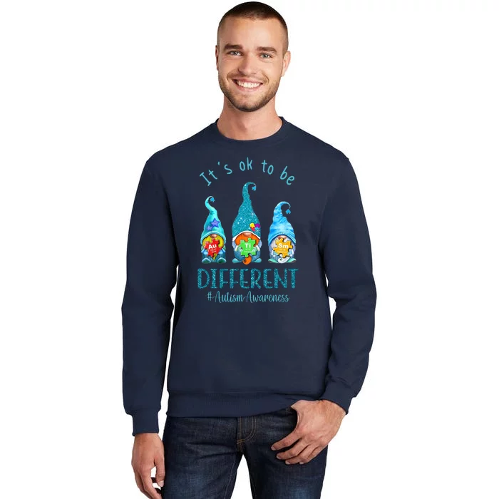 It's Ok To Be Different Autism Awareness Gnome Tall Sweatshirt