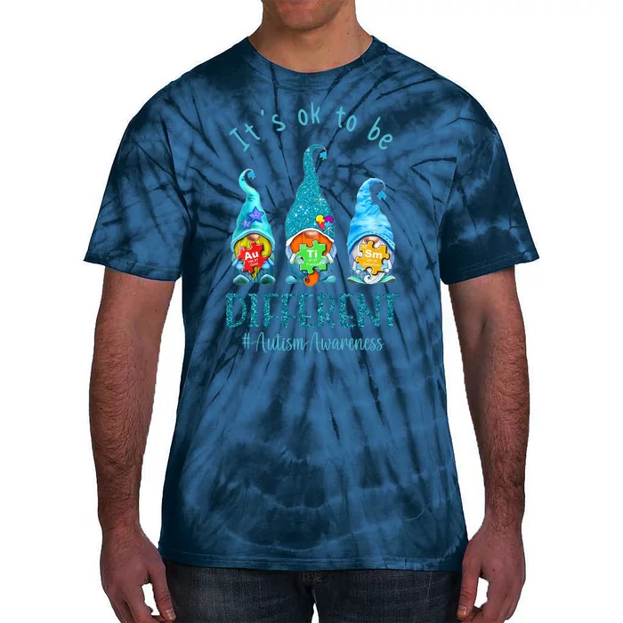 It's Ok To Be Different Autism Awareness Gnome Tie-Dye T-Shirt