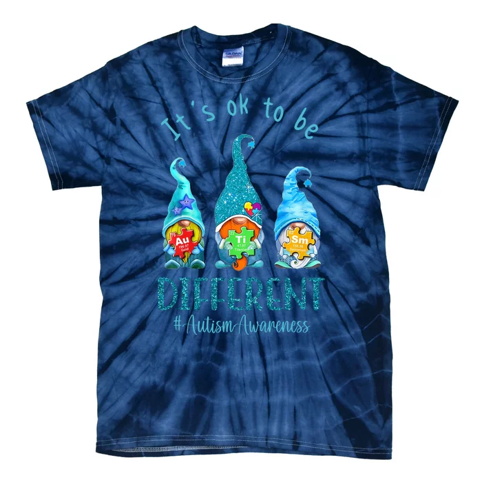 It's Ok To Be Different Autism Awareness Gnome Tie-Dye T-Shirt