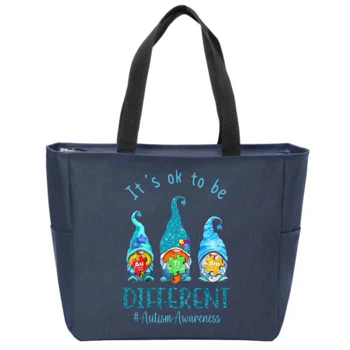 It's Ok To Be Different Autism Awareness Gnome Zip Tote Bag