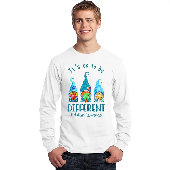 It's Ok To Be Different Autism Awareness Gnome Long Sleeve Shirt