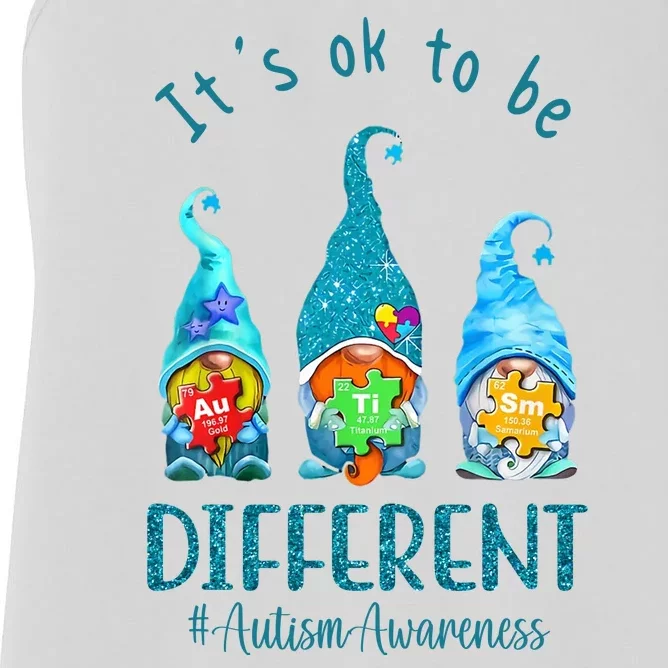 It's Ok To Be Different Autism Awareness Gnome Women's Racerback Tank