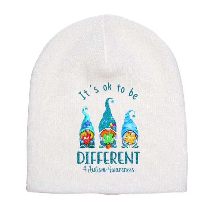 It's Ok To Be Different Autism Awareness Gnome Short Acrylic Beanie