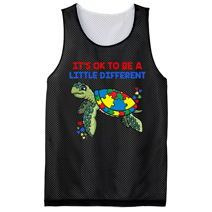 It's Ok To Be A Little Different Turtle Autism Awareness Mesh Reversible Basketball Jersey Tank