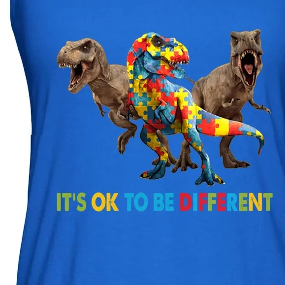 ItS Ok To Be Different Dinosaur Autism Awareness Funny Gift Ladies Essential Flowy Tank