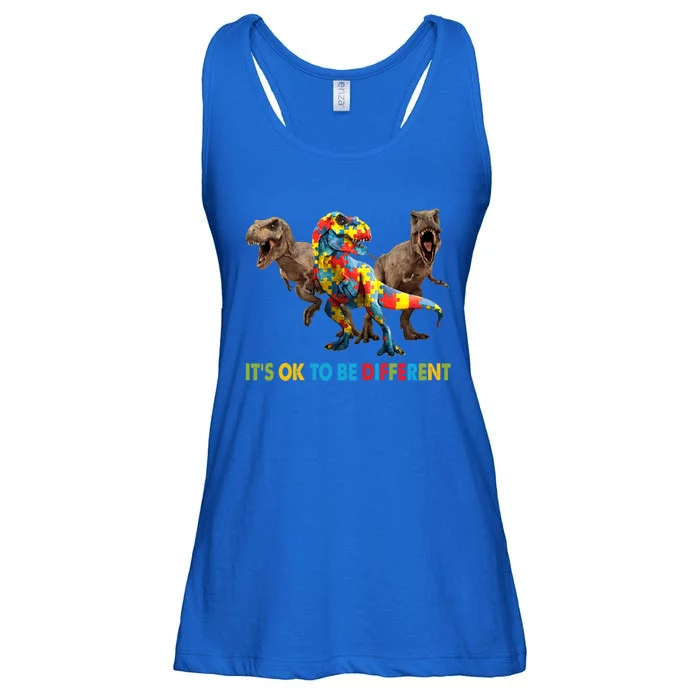 ItS Ok To Be Different Dinosaur Autism Awareness Funny Gift Ladies Essential Flowy Tank