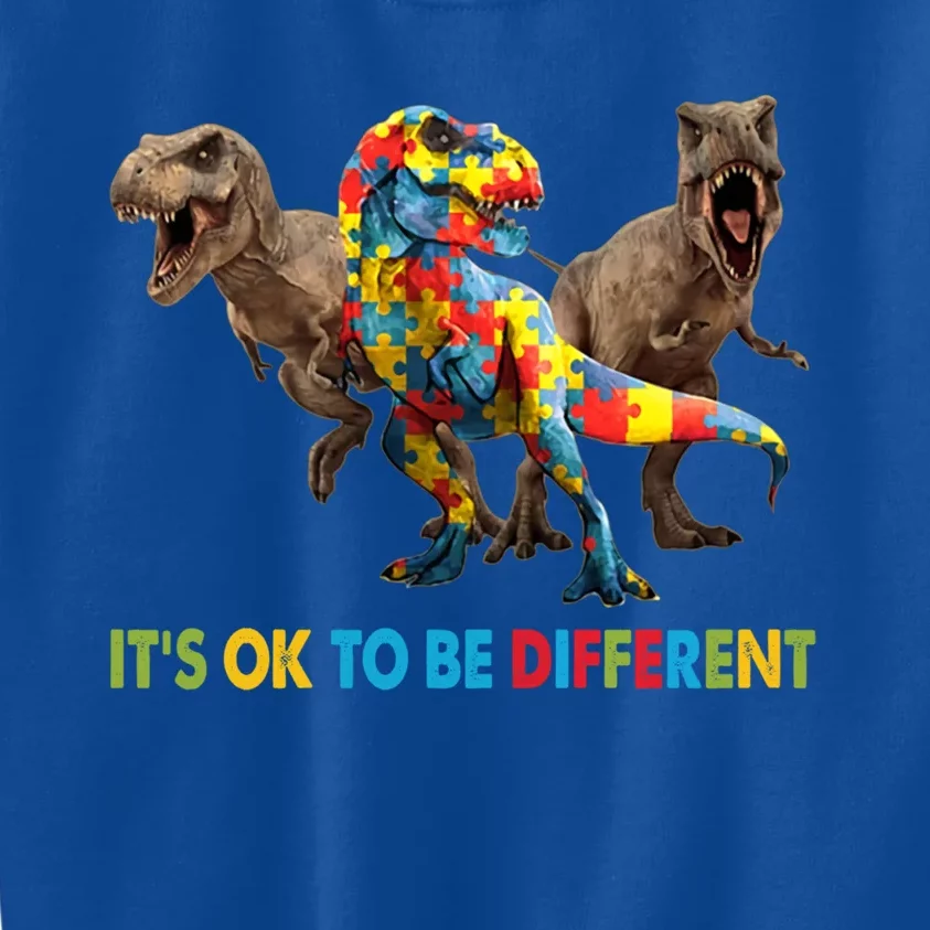 ItS Ok To Be Different Dinosaur Autism Awareness Funny Gift Kids Sweatshirt