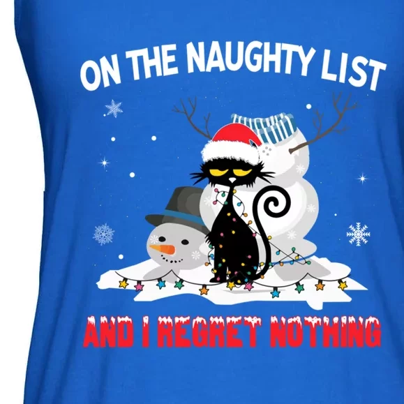 IM On The Naughty List And I Regret Nothing Black Cat Cool Gift Ladies Essential Flowy Tank