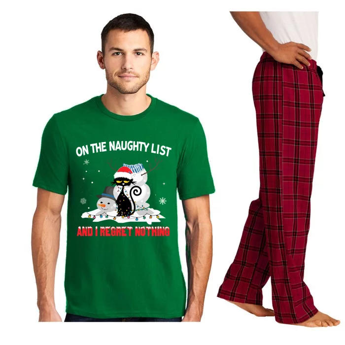 IM On The Naughty List And I Regret Nothing Black Cat Cool Gift Pajama Set