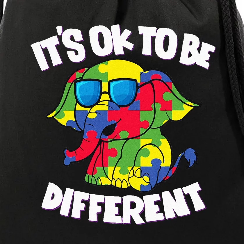 It's Ok To Be Different Autism Awareness Elephant Drawstring Bag