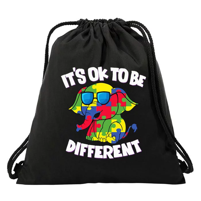 It's Ok To Be Different Autism Awareness Elephant Drawstring Bag