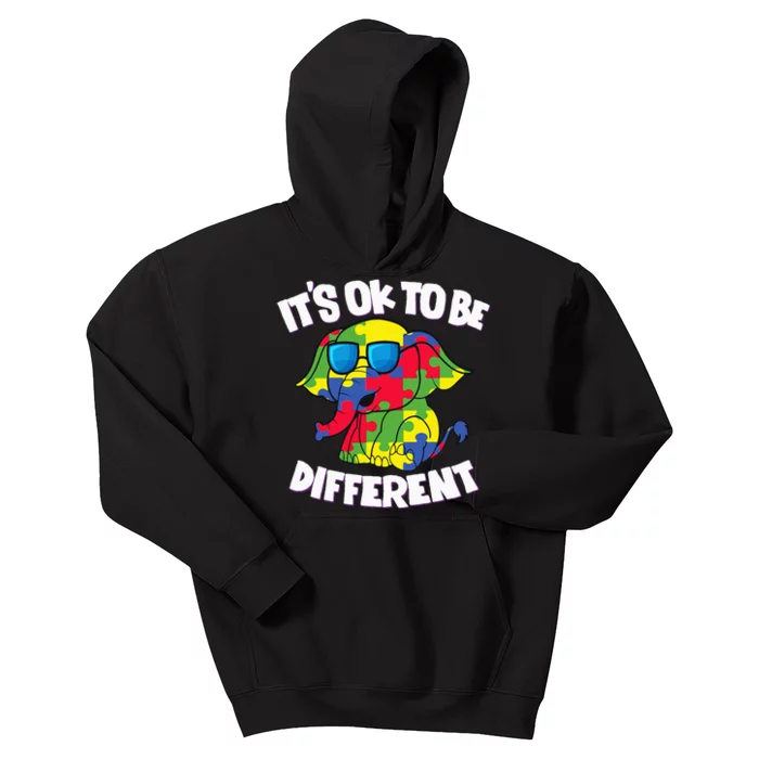 It's Ok To Be Different Autism Awareness Elephant Kids Hoodie