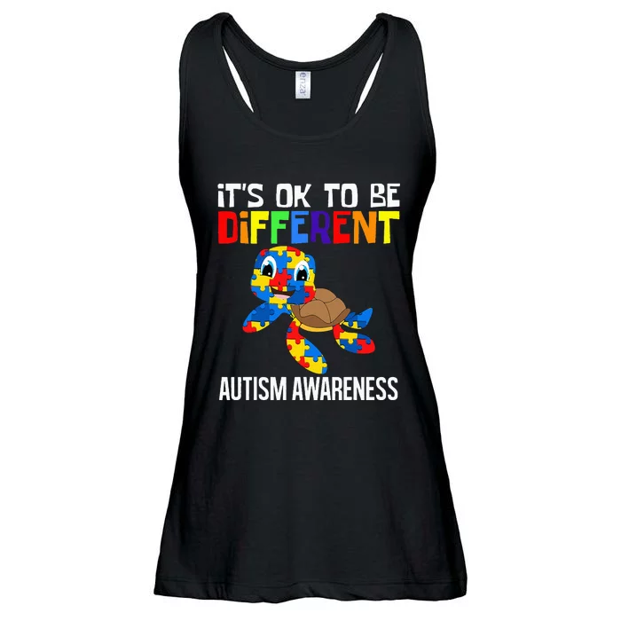 It's Ok To Be Different Autism Awareness Save The Turtles Ladies Essential Flowy Tank