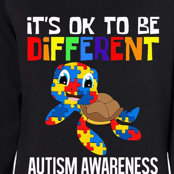 It's Ok To Be Different Autism Awareness Save The Turtles Womens California Wash Sweatshirt