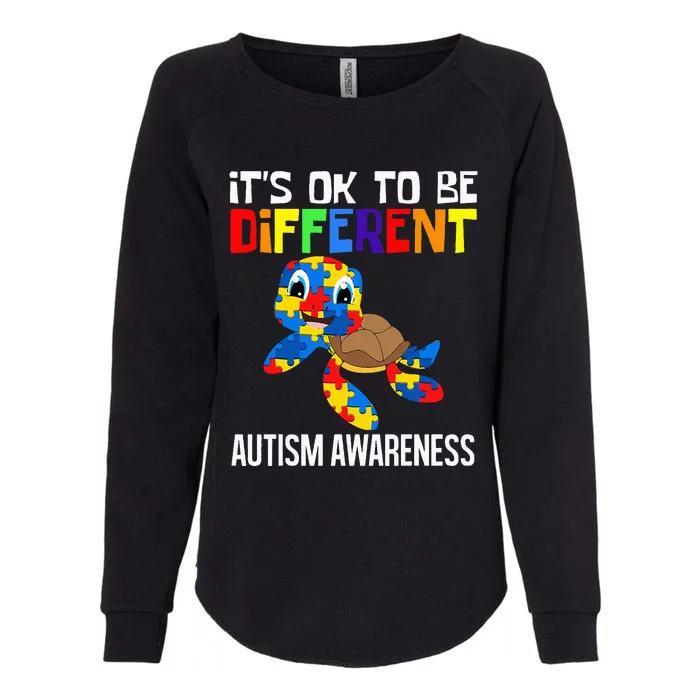 It's Ok To Be Different Autism Awareness Save The Turtles Womens California Wash Sweatshirt